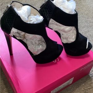 MK open toed stiletto with zipper back